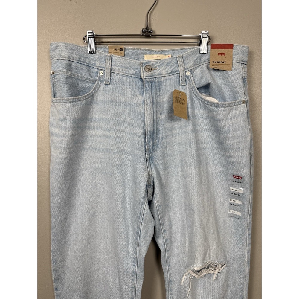 NWT Levis '94‎ Baggy Jeans 33x31 Blue Light Wash Distressed Denim Streetwear 90s - Picture 6 of 12